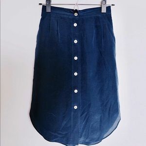 Madewell Navy Silk Skirt